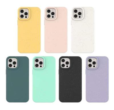 China High Quality Custom Shockproof 7 Color Fully Degradable Wheat Straw Logo Phone Case For iPhone 13 13 pro max for sale