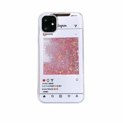 China INS Liquid Glitter Chat Interface Shockproof Pink Quicksand Case For iPhone 13 for sale