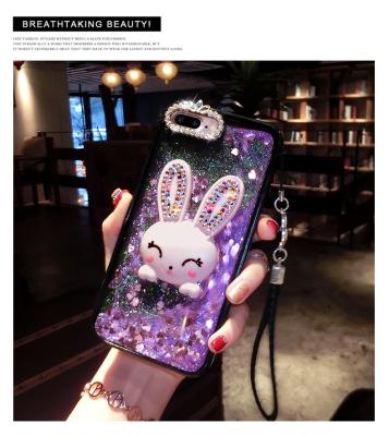 China Luxury Cute Rabbit Diamond Liquid Glitter Sequins Phone Case Shockproof For iPhone 11 Pro Max for sale