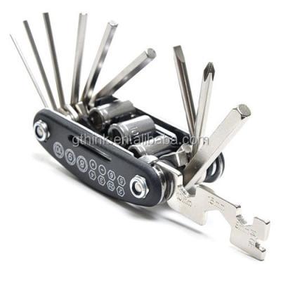 China Steel Bike Tools 16 in1 Alloy Steel Multifunctional High Quality Recycling Bicycle Repair Tools Black Bike Combo Tool for sale