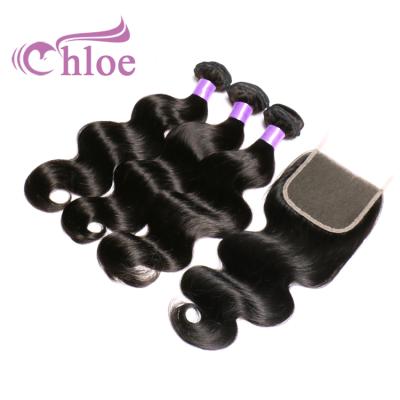 China Full Thick From Weft To End Brazilian Body Wave Hair Bundle With Closure Wholesale for sale