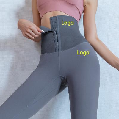 China Breathable High Waisted Compression Workout Leggings For Women Tummy Control Yoga Pants With Attached Women Yoga Leggings Waist Trainer for sale