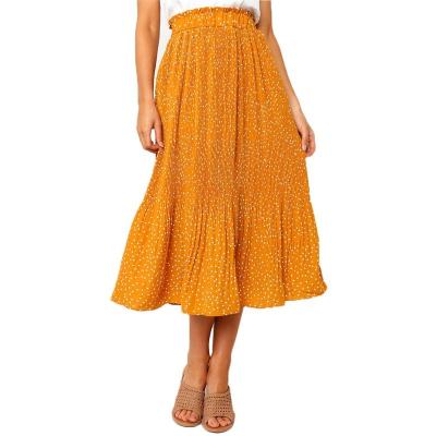 China Anti-Static Fashion Casual Lightweight High Waist Printing Floral Polka Dot Pleated Woman Skirt for sale