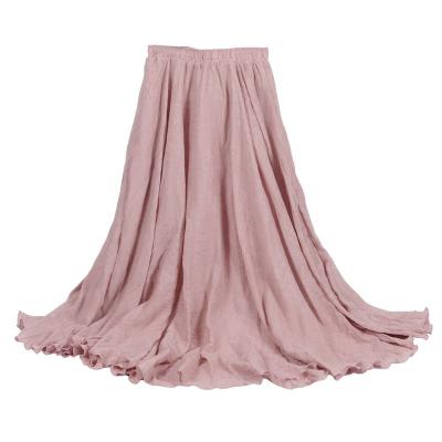 China Latest Design Women's MiXi Cotton Plain Comfortable Elastic Waist Double Layer Anti-Static Canvas Long Skirt for sale