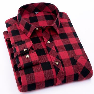 China Wholesale Breathable Customize Plus Size Crew Neck Buttons Casual Shirt Men's Long Sleeve Plaid Shirt for sale