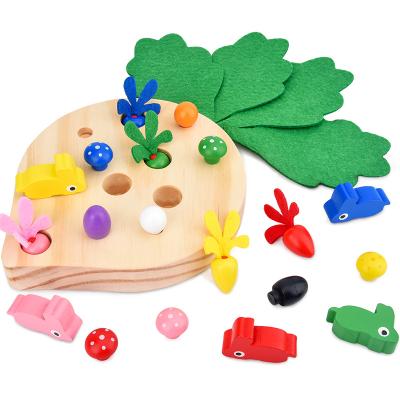 China 2+ Years New Hot Sale Wholesale Wooden Toys Rabbit Traction Radish For Children's Educational Toys for sale