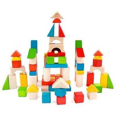 China 2 Years + 72 PCS Educational Wooden Kindergarten DIY Building Blocks Educational Montessori Toys For Children for sale