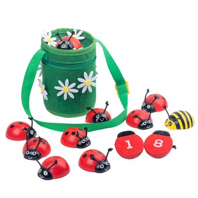 China Kindergarten Number Enlightenment Children Montessori Wooden Toys Toy Amazon Counting Beetle Toys Kids Eco-friendly Material for sale