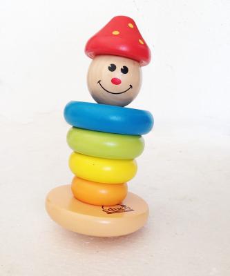 China Developing Intelligence 2021 New Rainbow Tumbler Clown Wooden Donut Toys Early Education Educational Toys for sale