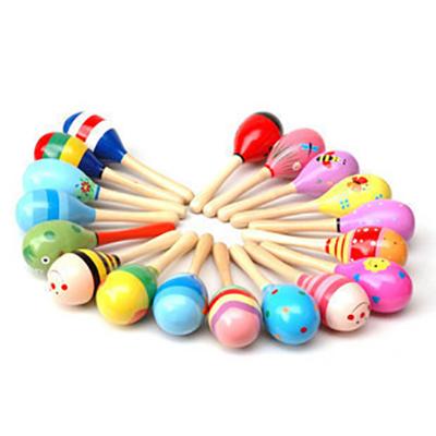 China Funny Cartoon Bell Toy Wooden Small Sand Hammer Ball And Sand For Baby To Grasp Toys for sale