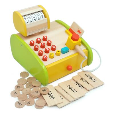 China 3 Years+ Wooden Analog Supermarket Cash Register For Early Childhood Educational Toys for sale