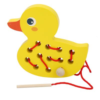 China Hot Sales China 3+ Years Toys Wooden Duckling Threading Game For Children's Educational Toys for sale