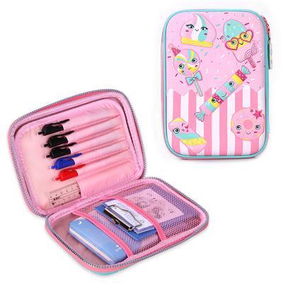 China HongJun Eva logo durable custom case kawaii colorful school girl pencil case for sale