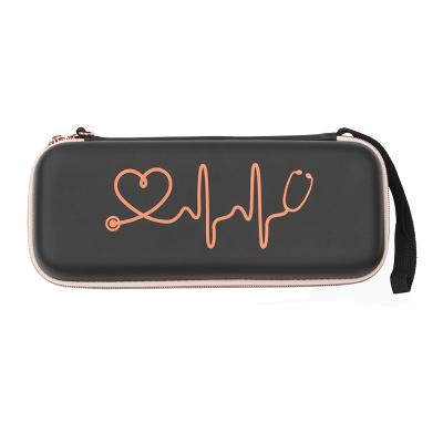 China HONGJUN Eva Case Travel Zipper Design Logo PU Stethoscope Waterproof Shockproof Dustproof Custom Stethoscope Case For Doctors Nurses for sale