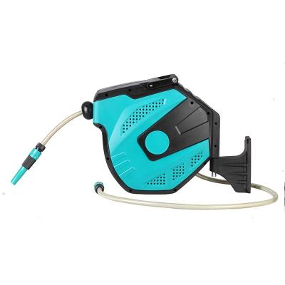 China 180degree 15m Adjustable Automatic Garden Hose Reel With 7 Function Wall Mounted Spray Gun Hose Box for sale