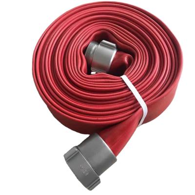 China Military Red Colored Nitrile Rubber Coated Layflat Durable Fire Hose for sale