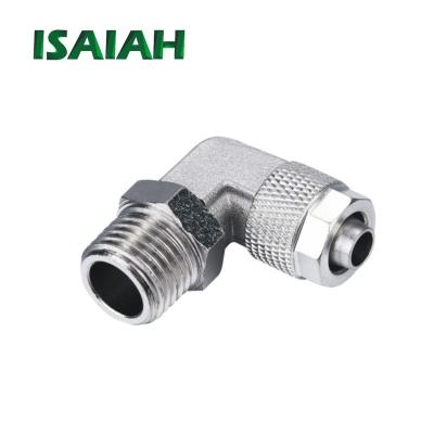 China Advertising Company Isaiah Brand Elbow Pipe Fitting Push On Pneumatic Connector Brass Air Fitting for sale