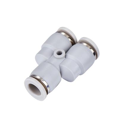 China Advertising Company Copper Fluor Y Pneumatic Quick Free Type Connect Plastic Recess Air Duct One Touch Fitting for sale