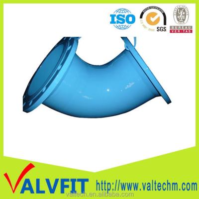 China Water Supply Pipe Double Flanged Ductile Iron Waterworks Pipes Flange Pipe Fittings 45deg Equal Elbow Bend for sale