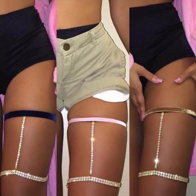 China Other fashion rhinestone gold summer beach sexy leg chain harness posed sexy thigh chains body chains lingerie lingerie jewelry for sale