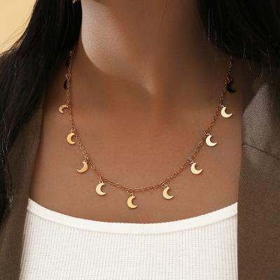 China Fashion CLASSIC Crescent Moon Druzy Agate Necklace, Beautiful Gold Plated Moon Boho Gemstone Necklace for sale