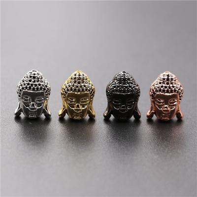 China 2021 Trendy Hot Gold Plated Brass Cubic CZ Buddha Beads High Quality Beads Jewelry For Fashion Jewelry Zircon Beads for sale