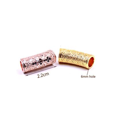 China Hot Wholesale Popular Micro Pave Zircon CZ Curved Tube Spacer Bead Fit Diy Jewelry Making for sale