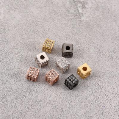 China DIY Jewelry Accessory Crystal Cz Ball Loose Spacers Black White Pave Cubic Zircon Geometry Loose Beads Big Hole Connector for sale