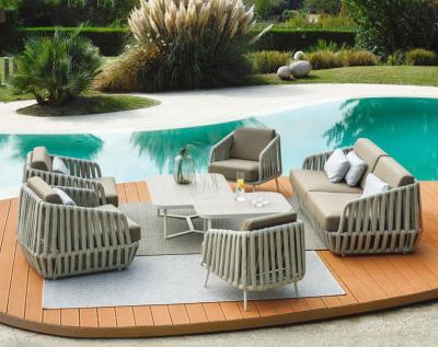 China Factory Directly Set Outdoor Furniture Weather Resistant Chair Good Quality Hand - Woven Garden Rope Sofa for sale