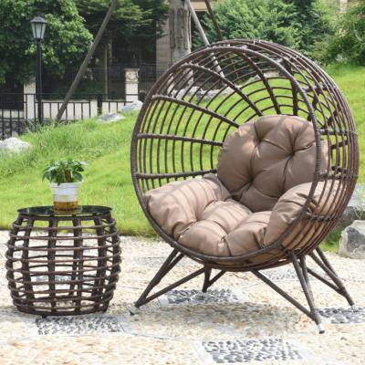 China Strong Home Furniture Swing Seat Modern Patio Rattan Egg Shaped Chair Swing Chair With Aluminum Support Metal Frame for sale