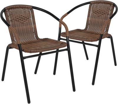 China Bistros Outdoor Stackable Wooden Balcony Rattan Weather Furniture Peacock Wicker Patio Armchair Cane Rattan Chair Dining Outdoor Dining With Arm for sale