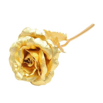 China Rose Real Craft Valentine's Day Gift 24K Gold Plated Preserved Rose Dipped Gold Durable 24k Gold for sale