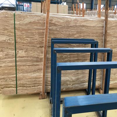 China Modern high quality polished beige marble stone slab of natural travertine for sale