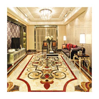 China EUROPEAN Hot Sell Medallion Flooring Design Wonderful Natural Polished Waterjet Slab Gold Marble for sale