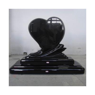 China EUROPEAN Simple Heart Shaped Memorial Stone Headstone Black Granite Monuments Chinese Granite for sale