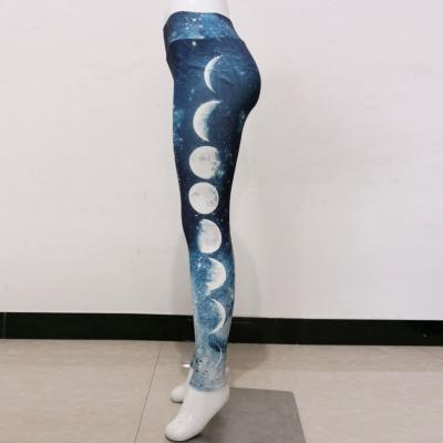 China Blue Starry Snagging Resistance Moon Printing Fitness Pants Sports Yoga Gaiters for sale