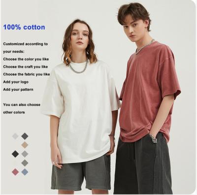 China Wholesale High Quality Men's T-shirt 250g Cotton 250g Heavy T-shirt Unisex Short Sleeve Street 100% Anti-Shrink Plus Size Cotton T-shirt for sale