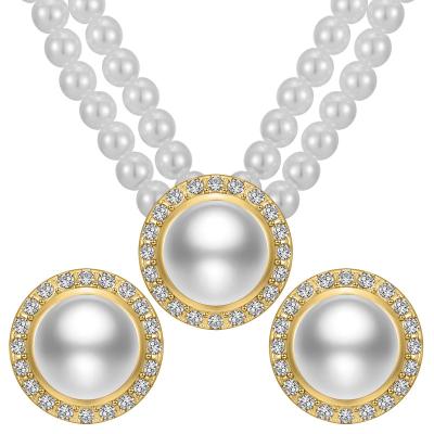 China SISSLIA Luxury Brand Vintage Fashion Imitation Pearl Necklace Earrings Wedding Jewelry Sets for sale