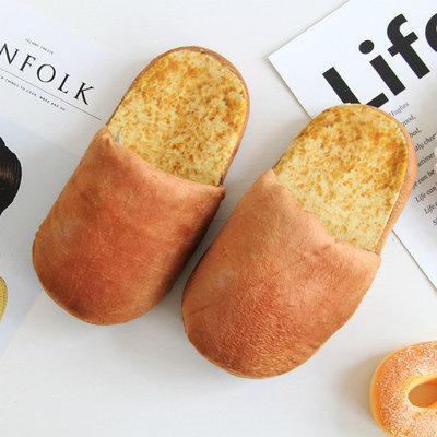 China CUSHIONING men's and women's simulation bread house slippers indoor couples fall and winter floor protection cotton house fur slippers for sale