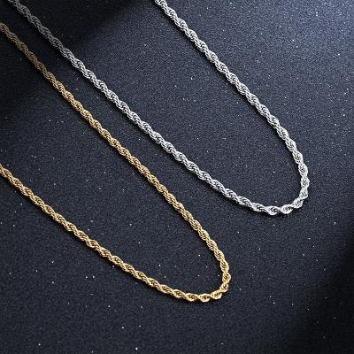 China 2022 CLASSIC Design Insta Jewelry 14K Rope Link Chain Stainless Steel Gold Plated Twisted Necklace for sale