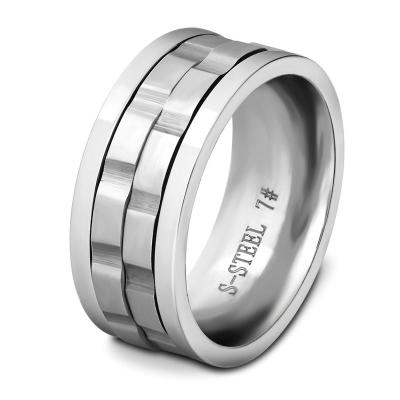 China Romantic Unique Rotatable Stainless Steel Rings Gold Plated Ring 18K For Mens Jewelry for sale