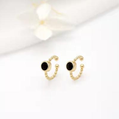 China Factory Wholesale TRENDY 14K Gold Plated Inlaid Black Zircon Ear Cuff for sale