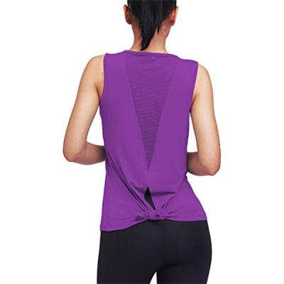 China Breathable Pure Color Sports Wear For Women Mesh Tank Top Full Length Running Vest for sale