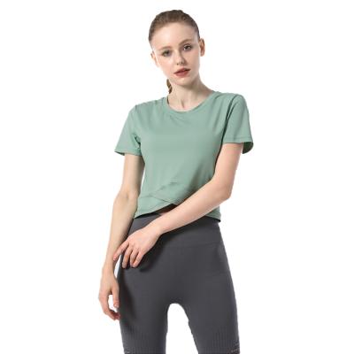 China Breathable Gym Top Wear Fitness Crop Women Yoga Quick Dry T-Shirt for sale