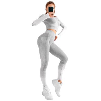 China 2021 Breathable New Hot Suit Yoga Long Sleeve Seamless Legging Sets Fitness And Yoga Wear Yoga Two Piece Set for sale