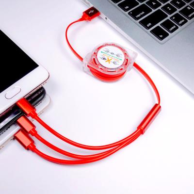 China Wholesale Fast Speed ​​Charging Multiple Heads Cheap USB Cable Mobile Phone Charger 3 In 1 USB Cable With 3 Heads for sale