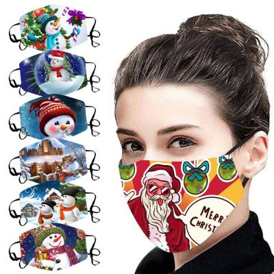 China Latest Printed Breathable Masquerade Reusable Christmas Cotton Mask Party For Adult Kids Merry Christmas Party Masks Party Mask Custom for sale