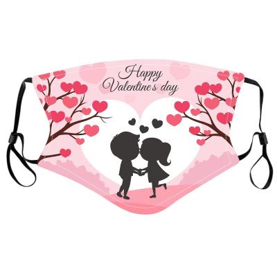 China Valentine 2021 Newest Fashion Cotton Saint Valentine Heart Mask Custom Adjustable Sublimation Printing 3 ply valentines day masks for sale