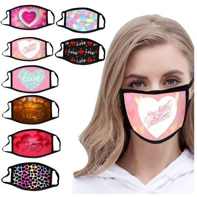 China Reusable Washable Printed Breathable Cotton Face Cover Mask Holiday Festival Decoration Valentine's Day Masks for Adult Couples for sale