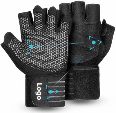 China 2021 Hot Selling Weightlifting Gloves Breathable/Anti-slip/Finger Fitness Gym Half Gloves with Wrist Support Men and Women for sale